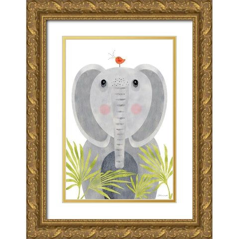 Elephants Gold Ornate Wood Framed Art Print with Double Matting by Marrott, Stephanie