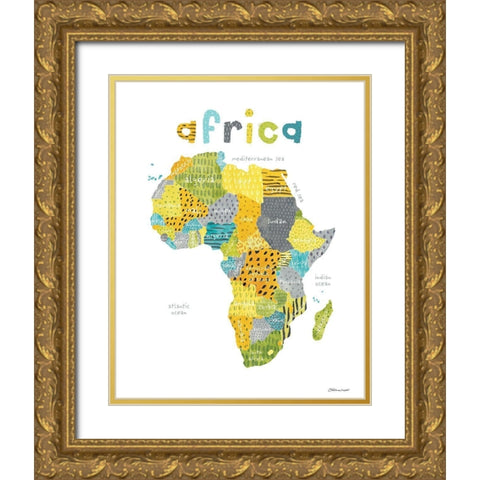 Map of Africa  Gold Ornate Wood Framed Art Print with Double Matting by Marrott, Stephanie
