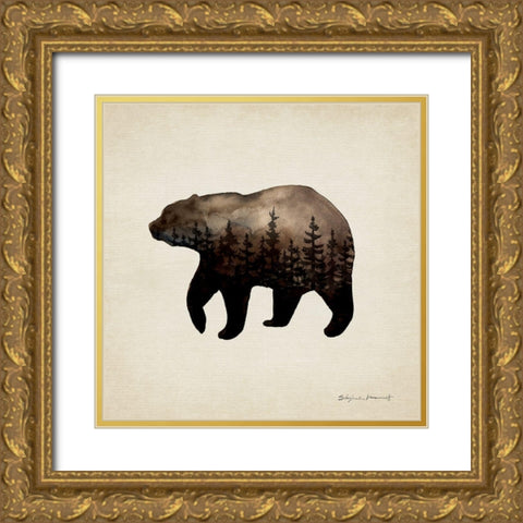 Forest Bear Gold Ornate Wood Framed Art Print with Double Matting by Marrott, Stephanie
