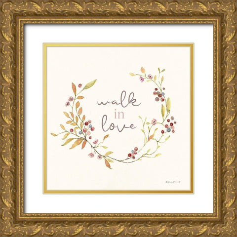 Walk In Love Gold Ornate Wood Framed Art Print with Double Matting by Marrott, Stephanie