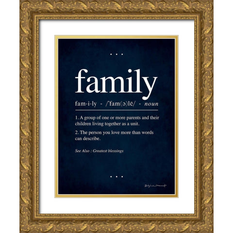 Family In Blue Gold Ornate Wood Framed Art Print with Double Matting by Marrott, Stephanie