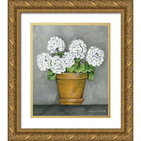 Geraniums In Bloom Gold Ornate Wood Framed Art Print with Double Matting by Marrott, Stephanie