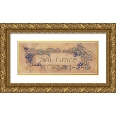 Say Grace Gold Ornate Wood Framed Art Print with Double Matting by Marrott, Stephanie