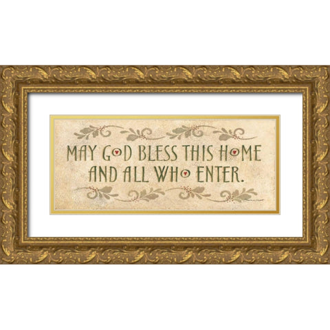 May God Bless This Hom Gold Ornate Wood Framed Art Print with Double Matting by Marrott, Stephanie