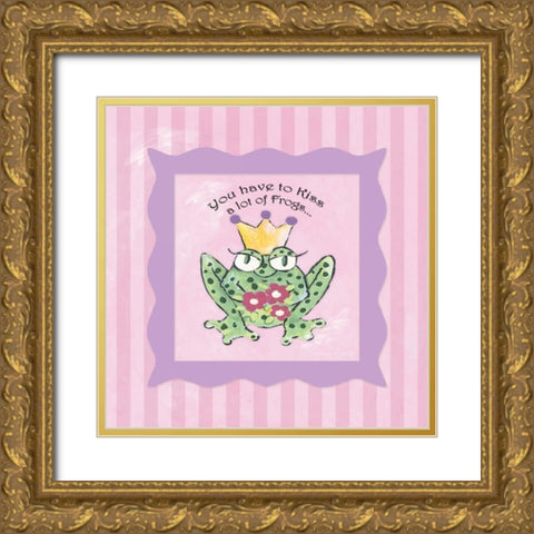 You Have to Kiss a Few Frogs Gold Ornate Wood Framed Art Print with Double Matting by Marrott, Stephanie