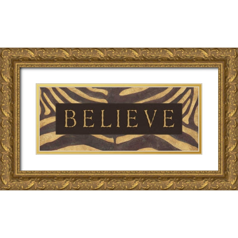 Believe Gold Ornate Wood Framed Art Print with Double Matting by Marrott, Stephanie
