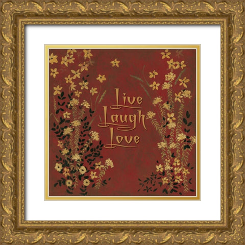 Live-Laugh-Love Gold Ornate Wood Framed Art Print with Double Matting by Marrott, Stephanie