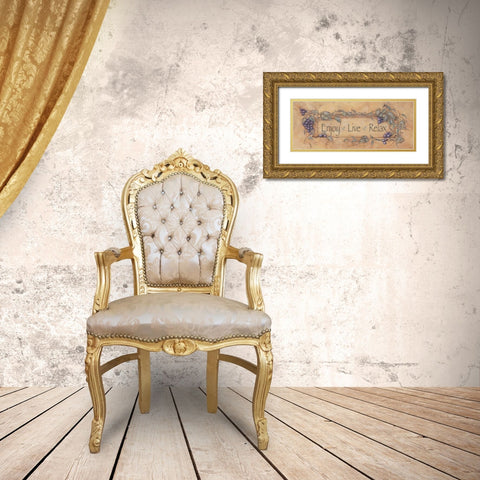 Enjoy Live Relax Gold Ornate Wood Framed Art Print with Double Matting by Marrott, Stephanie