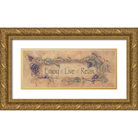 Enjoy Live Relax Gold Ornate Wood Framed Art Print with Double Matting by Marrott, Stephanie