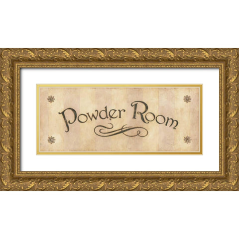 Powder Room Gold Ornate Wood Framed Art Print with Double Matting by Marrott, Stephanie