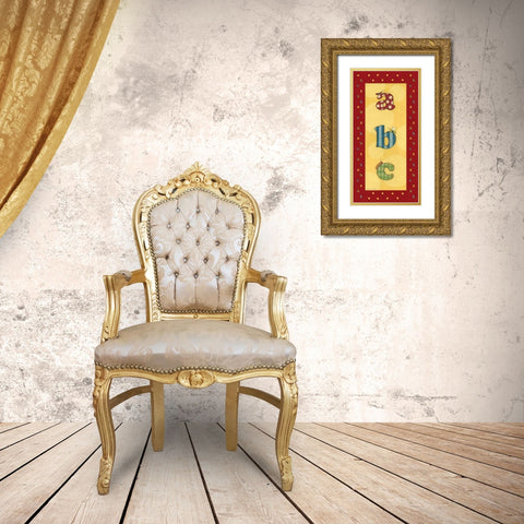 Juvenile ABC Gold Ornate Wood Framed Art Print with Double Matting by Marrott, Stephanie