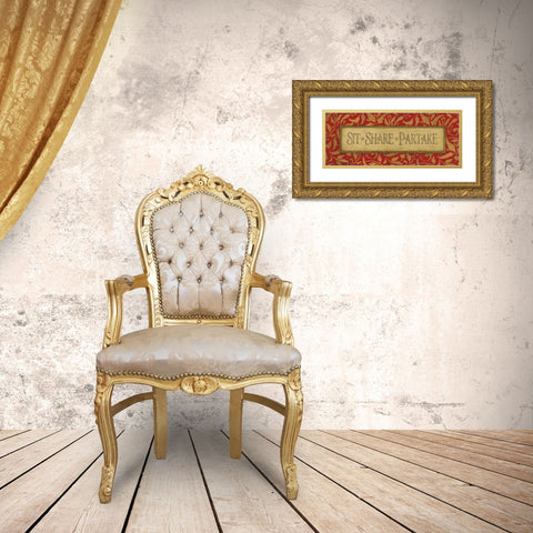 Sit Share Partake Gold Ornate Wood Framed Art Print with Double Matting by Marrott, Stephanie