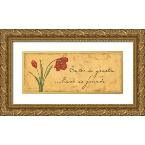 Enter as Guests Gold Ornate Wood Framed Art Print with Double Matting by Marrott, Stephanie