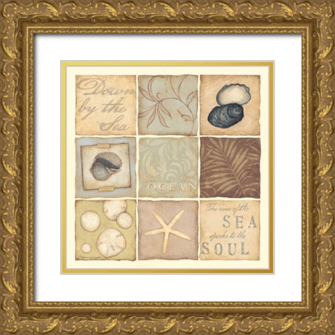 Dance in the Ocean Gold Ornate Wood Framed Art Print with Double Matting by Marrott, Stephanie
