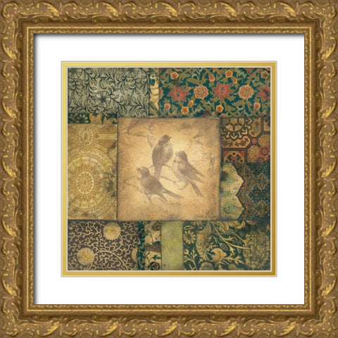 Avian Tapestry I Gold Ornate Wood Framed Art Print with Double Matting by Marrott, Stephanie