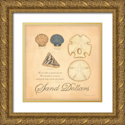 Sand Dollars Gold Ornate Wood Framed Art Print with Double Matting by Marrott, Stephanie