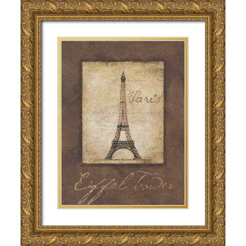 Eiffel Tower Gold Ornate Wood Framed Art Print with Double Matting by Marrott, Stephanie