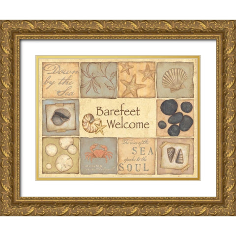 Welcome Gold Ornate Wood Framed Art Print with Double Matting by Marrott, Stephanie