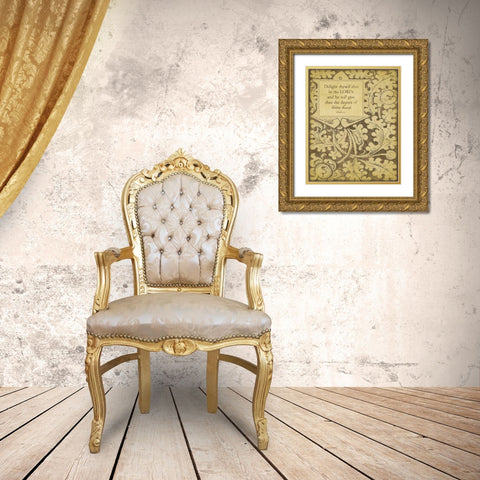 Delight Thyself Gold Ornate Wood Framed Art Print with Double Matting by Marrott, Stephanie