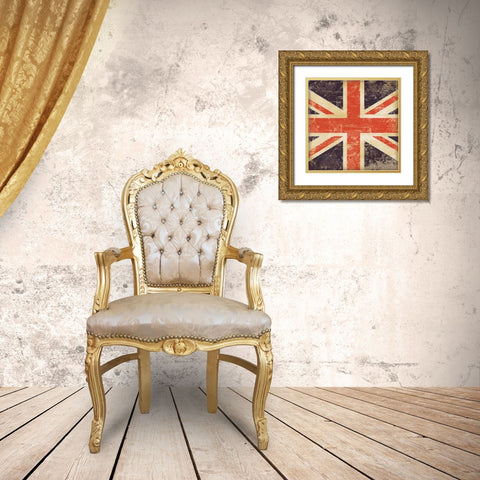 British Flag Gold Ornate Wood Framed Art Print with Double Matting by Marrott, Stephanie