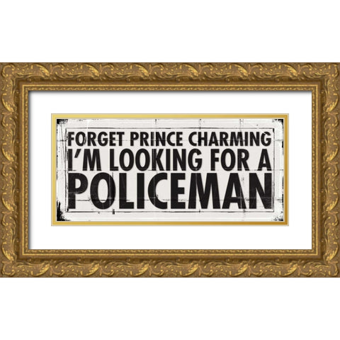 Prince Charming - Fireman Gold Ornate Wood Framed Art Print with Double Matting by Marrott, Stephanie