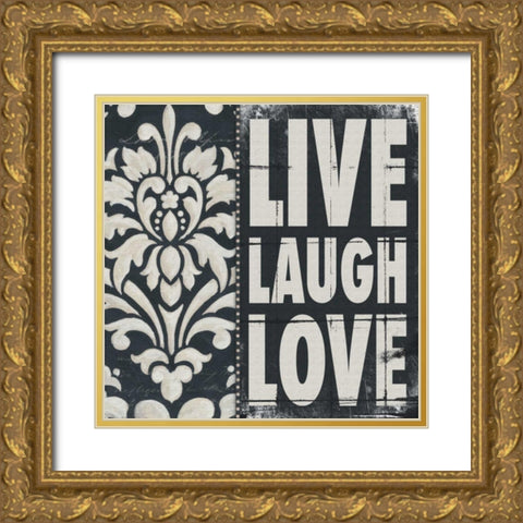 Live Laugh Love Gold Ornate Wood Framed Art Print with Double Matting by Marrott, Stephanie
