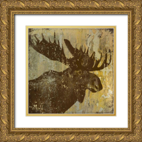 Lodge Moose Gold Ornate Wood Framed Art Print with Double Matting by Marrott, Stephanie