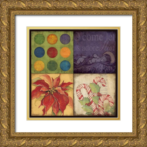 Holiday Patch I Gold Ornate Wood Framed Art Print with Double Matting by Marrott, Stephanie
