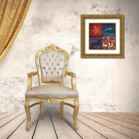 Holiday Patch II Gold Ornate Wood Framed Art Print with Double Matting by Marrott, Stephanie