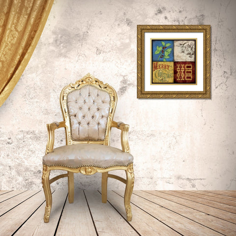 Holiday Patch III Gold Ornate Wood Framed Art Print with Double Matting by Marrott, Stephanie