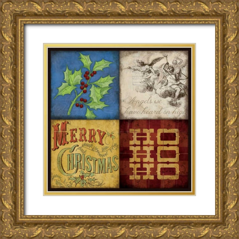 Holiday Patch III Gold Ornate Wood Framed Art Print with Double Matting by Marrott, Stephanie