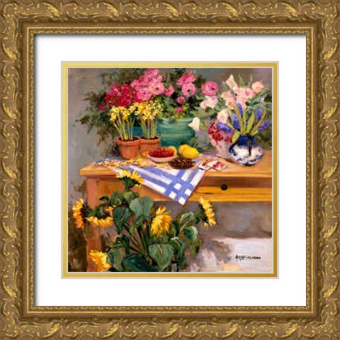 Fresh Flower I Gold Ornate Wood Framed Art Print with Double Matting by Stevens, Allayn