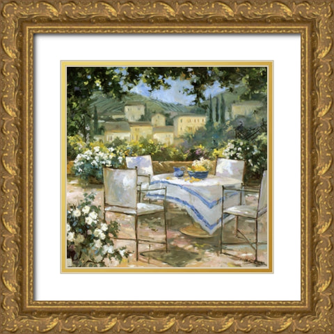 Tuscany Terrace Gold Ornate Wood Framed Art Print with Double Matting by Stevens, Allayn