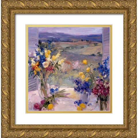 Tuscany Floral Gold Ornate Wood Framed Art Print with Double Matting by Stevens, Allayn