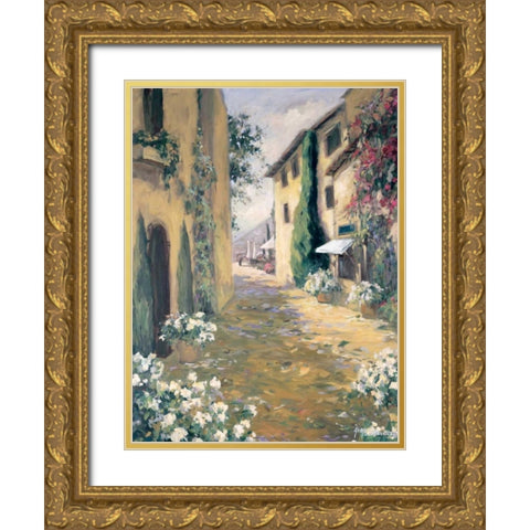 Sunlit Villa I Gold Ornate Wood Framed Art Print with Double Matting by Stevens, Allayn