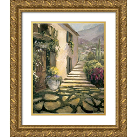 Sunlit Villa II Gold Ornate Wood Framed Art Print with Double Matting by Stevens, Allayn