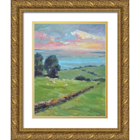 Fields Of Green Gold Ornate Wood Framed Art Print with Double Matting by Stevens, Allayn