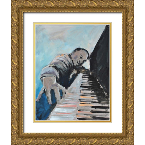 Piano Man Gold Ornate Wood Framed Art Print with Double Matting by Stevens, Allayn