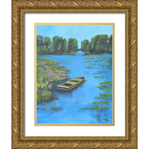 Boat Pond Gold Ornate Wood Framed Art Print with Double Matting by Stevens, Allayn