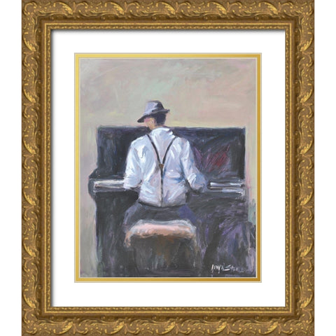 Play Me A Tune Gold Ornate Wood Framed Art Print with Double Matting by Stevens, Allayn