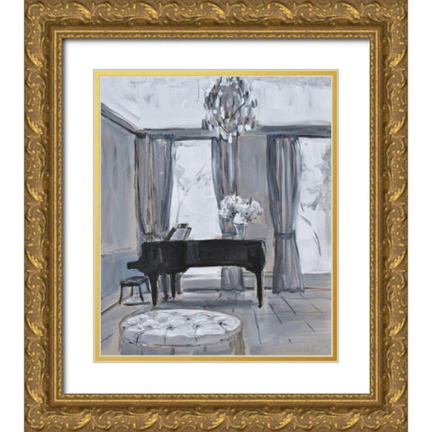 Piano Room Gold Ornate Wood Framed Art Print with Double Matting by Stevens, Allayn