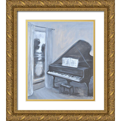 Piano With A View Gold Ornate Wood Framed Art Print with Double Matting by Stevens, Allayn