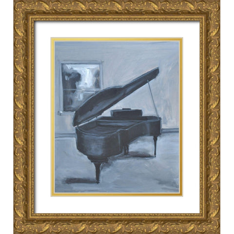 Blue Piano Gold Ornate Wood Framed Art Print with Double Matting by Stevens, Allayn