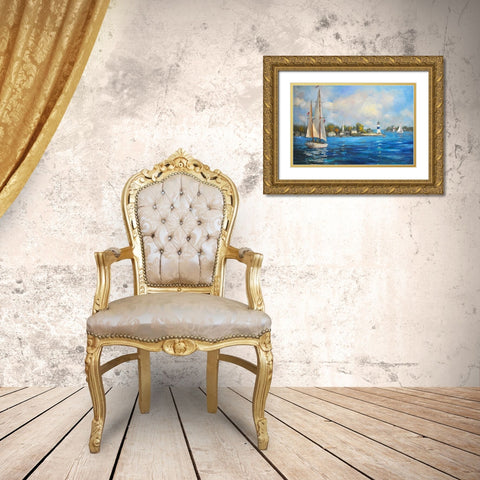 Sailing On Sunday Gold Ornate Wood Framed Art Print with Double Matting by Stevens, Allayn