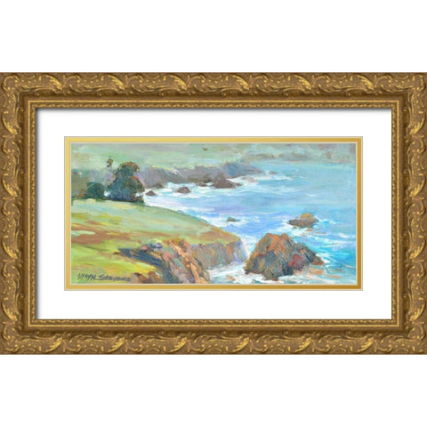 Ragged Cliffs Gold Ornate Wood Framed Art Print with Double Matting by Stevens, Allayn