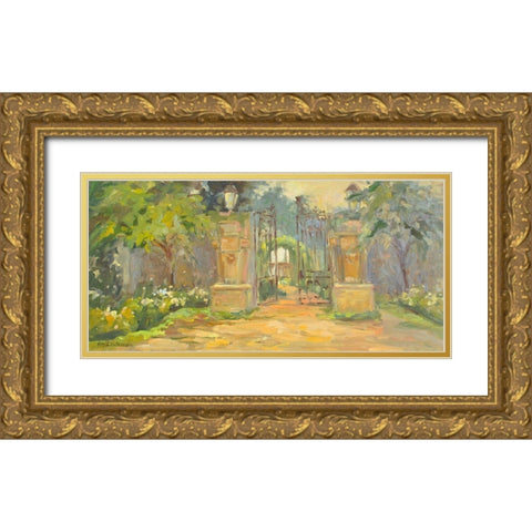 Villa Gates Gold Ornate Wood Framed Art Print with Double Matting by Stevens, Allayn
