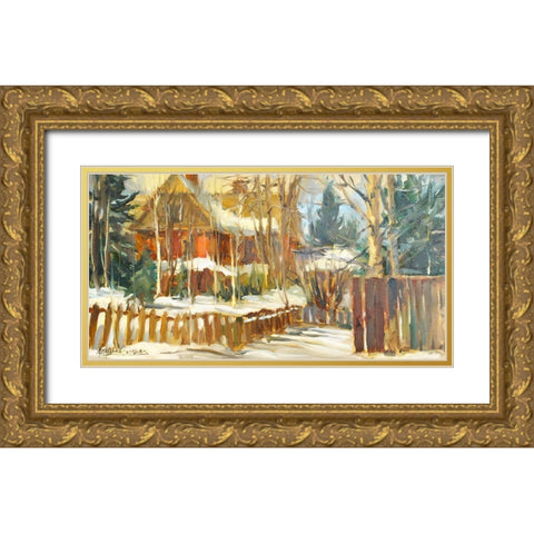Maine Afternoon Gold Ornate Wood Framed Art Print with Double Matting by Stevens, Allayn