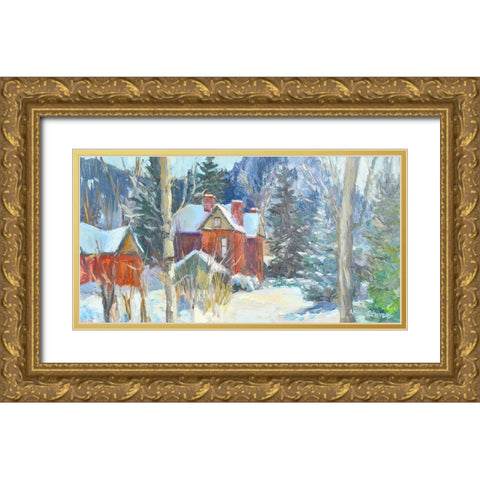 Thanksgiving Morn Gold Ornate Wood Framed Art Print with Double Matting by Stevens, Allayn