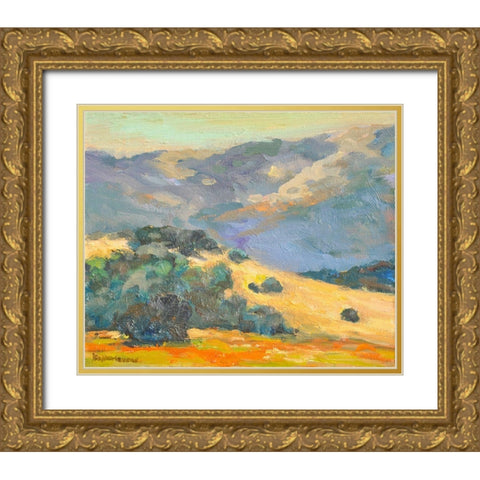 Hillside Gold Ornate Wood Framed Art Print with Double Matting by Stevens, Allayn