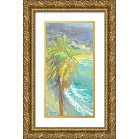 Palm Sway Gold Ornate Wood Framed Art Print with Double Matting by Stevens, Allayn